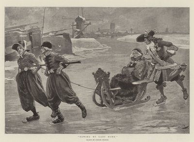 Mijn Dame naar Huis Slepen (litho) door Gordon Frederick (after) Browne