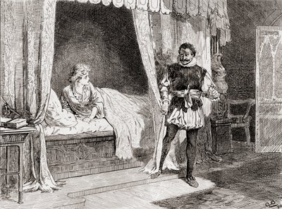 Een scène uit William Shakespeares toneelstuk Othello Act V, Scene 2 door Gordon Frederick Browne