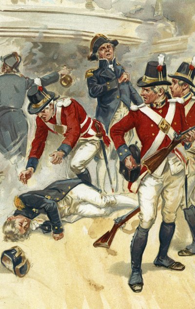 Admiraal Lord Nelson dodelijk gewond in de slag bij Trafalgar door Gordon Frederick Browne