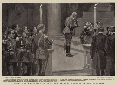 Graaf von Waldersee bij het graf van koning Humbert in het Pantheon door Gordon Frederick Browne