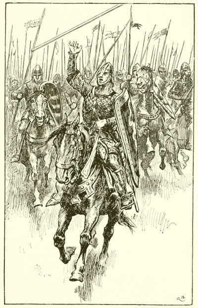 Normandiërs aanvallen bij de Slag bij Hastings door Gordon Frederick Browne