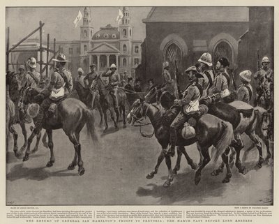 De Terugkeer van de Troepen van Generaal Ian Hamilton naar Pretoria, de Mars voorbij Lord Roberts door Gordon Frederick Browne