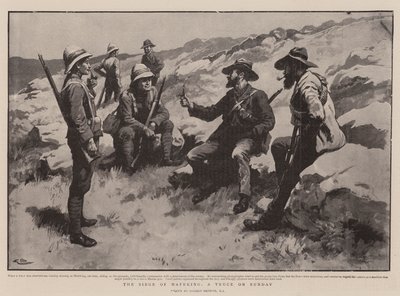 Het beleg van Mafeking, een wapenstilstand op zondag door Gordon Frederick Browne