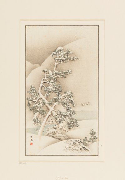 Houtsnede - Bomen in de sneeuw door Goshua