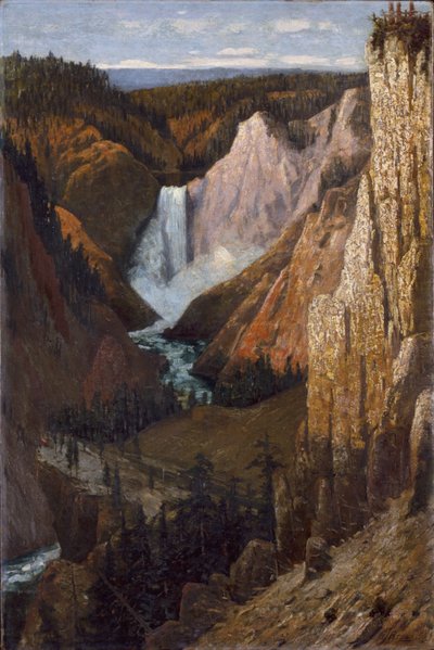 Uitzicht op de Lower Falls, Grand Canyon van Yellowstone door Grafton Tyler Brown