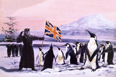 James Clark Ross plant de Union Jack in het Antarctische ijs in 1840 door Graham Coton