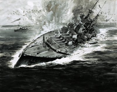 Zinkend slagschip door Graham Coton