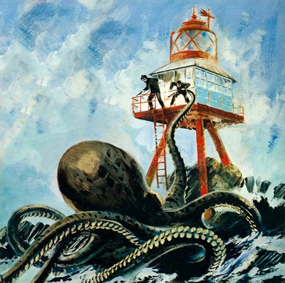 Het monster van Serrana Cay (kleurenlitho) door Graham Coton