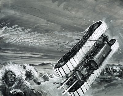 De wind van Commonwealth Bay blaast over een sneeuwtractor door Graham Coton