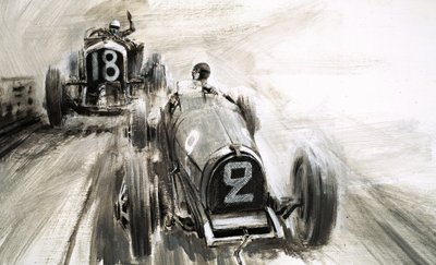 Tim Birkin rijdt op Brooklands door Graham Coton
