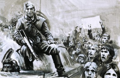 Ongeïdentificeerde soldaat op tank door Graham Coton
