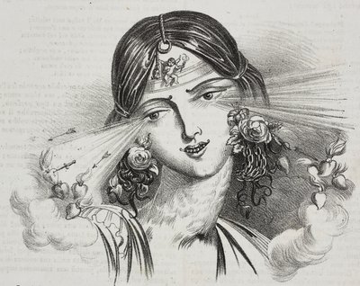 Vrouwelijke schoonheid, karikatuur door Jean-Jacques Grandville, lithografie door Gaetano Riccio uit Poliorama Pittoresco, nr. 20, 24 december door Grandville