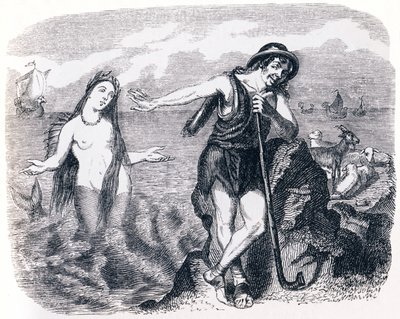 De herder en de zee - Fabels van La Fontaine door Grandville