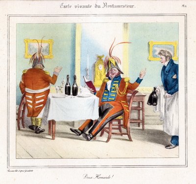 De Restaurateur Levend Kaart: Twee Kreeften! 1831-32 (lithografie) door Grandville