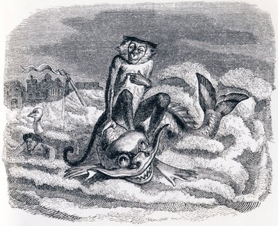 De ezel en de dolfijn - Fabels van La Fontaine door Grandville