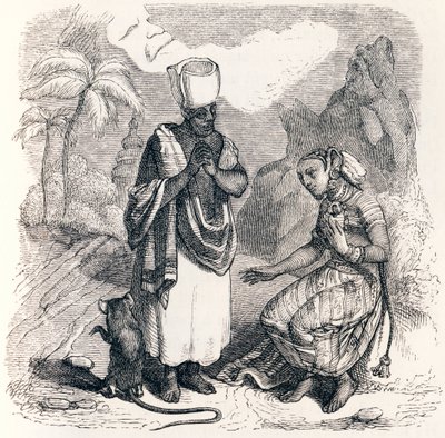 De muis verandert in een meisje - Fabels van La Fontaine door Grandville