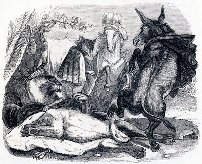 De oude leeuw - Fabels van La Fontaine door Grandville