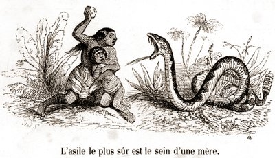 Het veiligste toevluchtsoord is de borst van een moeder door Grandville (1803 47)