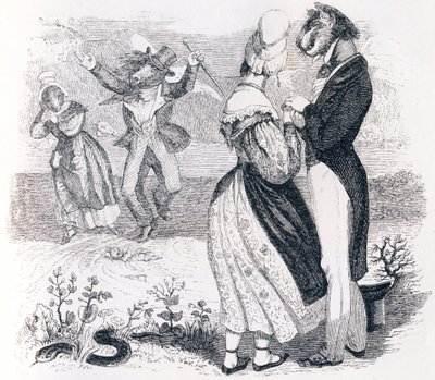De stroom en de rivier - Fabels van La Fontaine door Grandville