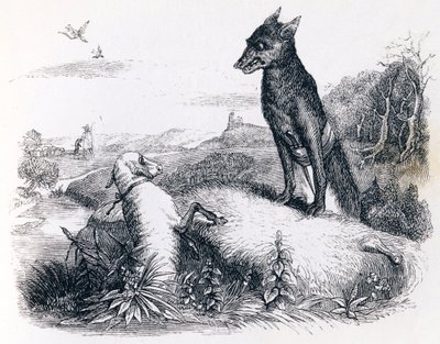 De wolf en het lam - Fabels van La Fontaine door Grandville