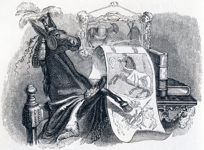 De muilezel die opschept over zijn genealogie - Fabels van La Fontaine door Grandville