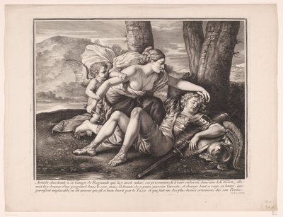 Rinaldo en Armida door Gérard Audran (attributed to)