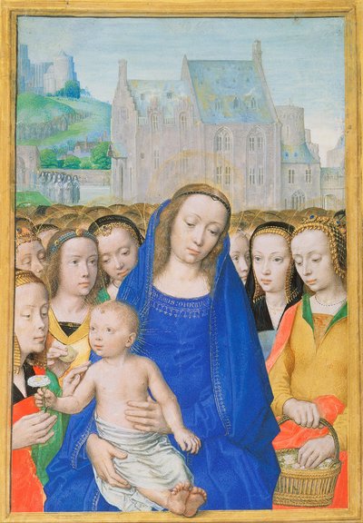 Maagd en kind met vrouwelijke heiligen door Gerard David
