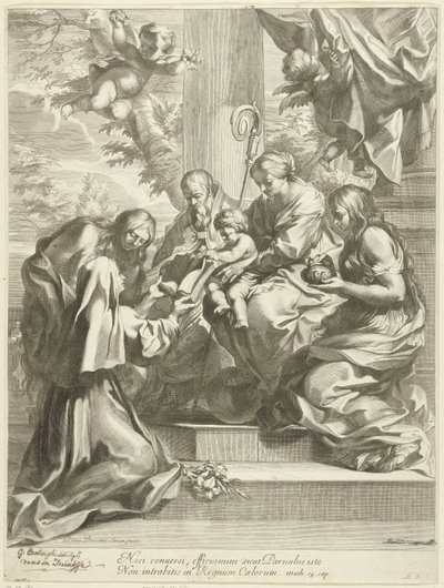 Heilige Martina aan de voeten van Maria door Gérard Edelinck