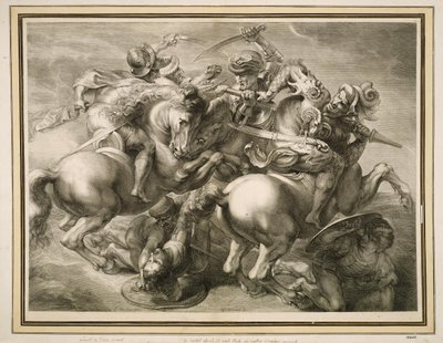 De slag van de vier ruiters (Slag bij Anghiari) door Gérard Edelinck