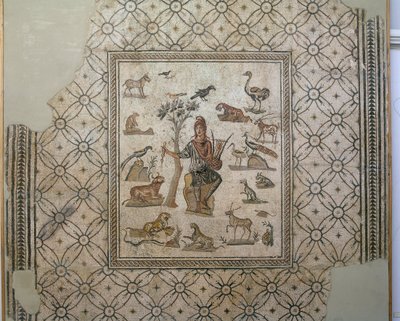 Orpheus omringd door dieren, polychroom mozaïek door Greco Roman Greco Roman