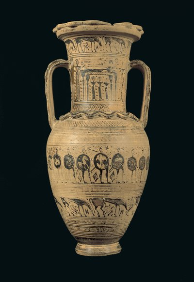 Attische amfoor, Late Geometrische II B Periode (720-700 v.Chr.) door Greek