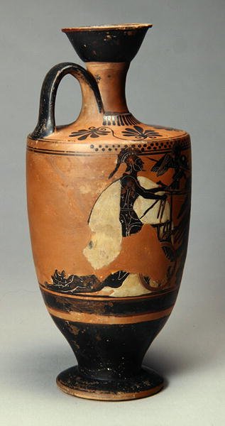 Lekythos met Achilles en het lichaam van Hector, uit Athene, 510-500 v.Chr. door Greek
