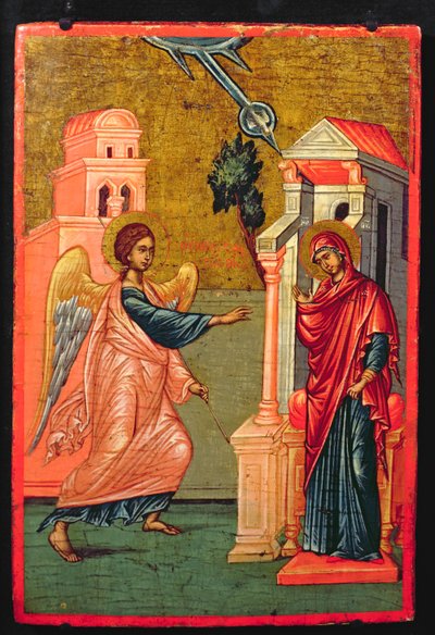 Aankondiging, Griekse icoon, late 17e eeuw door Greek School