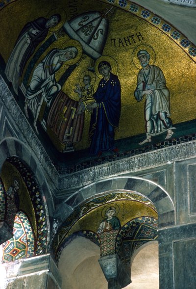 Presentatie in de Tempel, mozaïek uit de Katholikon door Greek School