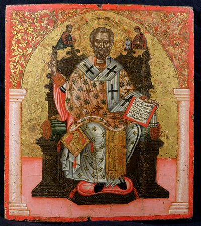 Sint Nicolaas op de troon, icoon, uit Thessaloniki door Greek School