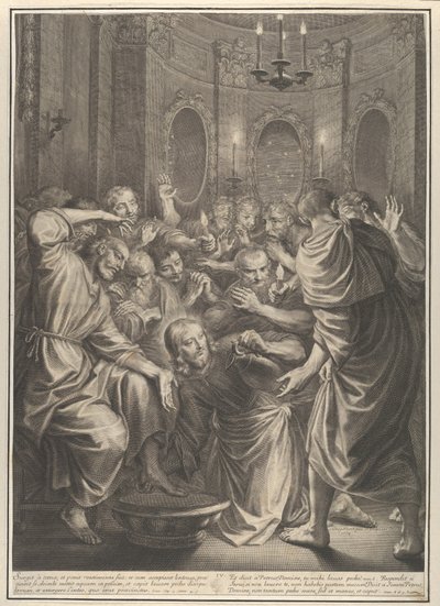 Christus wast de voeten van zijn discipelen, uit De passie van Christus, plaat 4 door Gregoire Huret