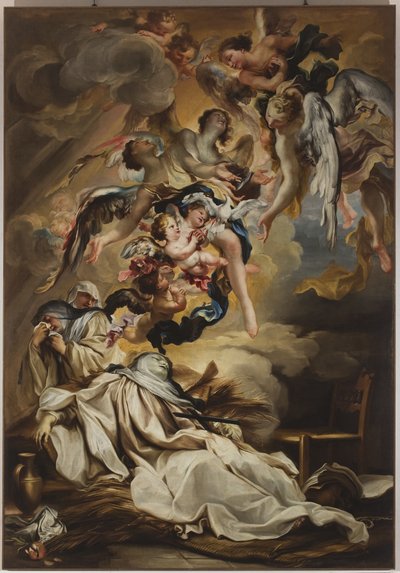 Dood van Sint Scholastica door Gregorio De Ferrari
