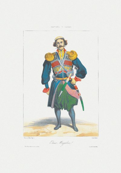 Prins van Megrelia Uit: Scènes, paysages, meurs et costumes du Caucase, 1840 door Grigori Grigorevich Gagarin