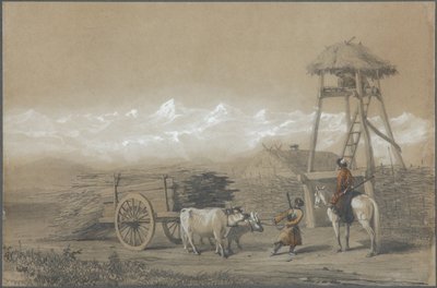 Het Kozakkenfort in de Kaukasus, 1846 door Grigori Grigorevich Gagarin