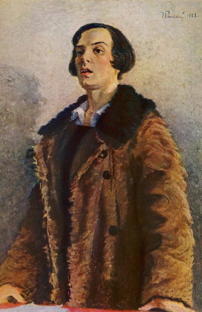 De voorzitster (kleurenlitho) door Grigory Grigorievich Ryazhsky