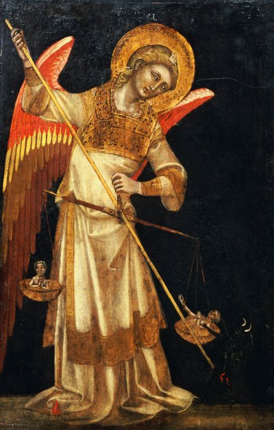Een engel die een ziel beschermt tegen de duivel door Ridolfo di Arpo Guariento