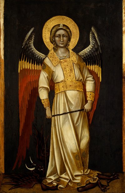 Engel met demon aan ketting, tempera op paneel, circa 1354 door Guariento di Arpo