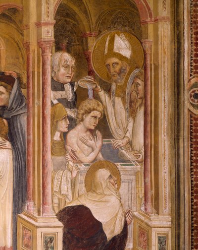 Doop van Sint Augustinus, door Guariento, fresco door Guariento di Arpo