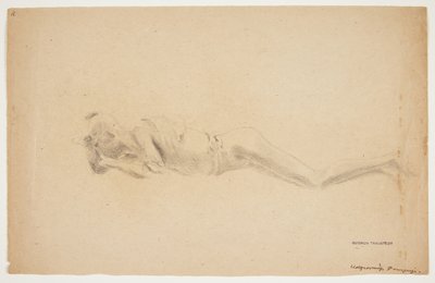 Studie van een gipsafgietsel uit Pompeii. Liggende man door Gudrun Traustedt
