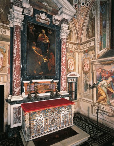 Madonna en Kind met Heiligen Petrus en Paulus door Guercino
