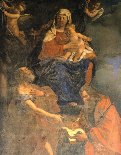 Madonna en Kind met Heiligen Petrus en Paulus, (detail) door Guercino