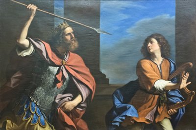 Saul probeert David te doden met zijn speer door Guercino (1591 1666)