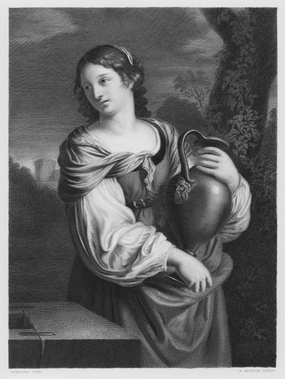 De vrouw van Samaria, naar het schilderij in de Koninklijke Collectie (gravure) door Guercino