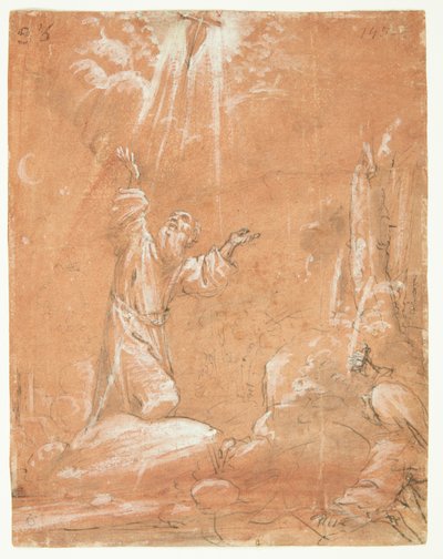De heilige Franciscus van Assisi ontvangt de stigmata door Guercino