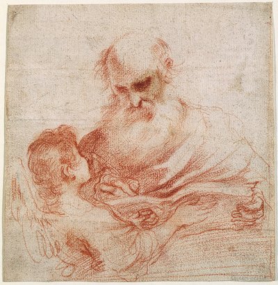 De evangelist Matteüs met de engel door Guercino
